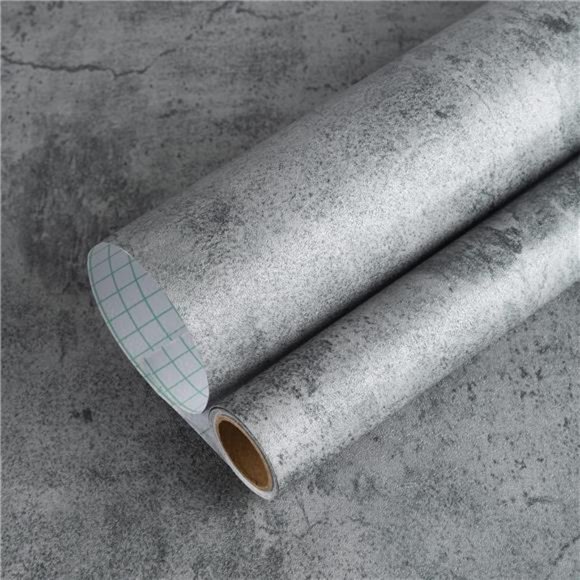 Concrete Wallpaper Roll Peel Grey Contact Paper Vinyl, Dark Gray, 354 x24 Inch - Picture 1 of 8